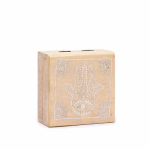 Firkantet Eske / Boks 10x10x4,2 cm - Hamsa Whitewash Liten