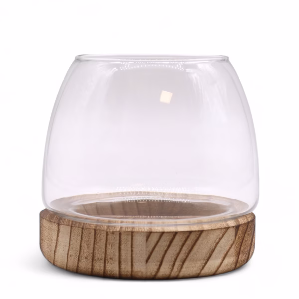 Lite Terarium På Naturlig Tungtre - 13x13 cm
