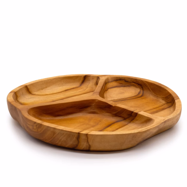 Smooth Teakwood Fruit Bowl Three Sections - 30X4Cm - Image 3