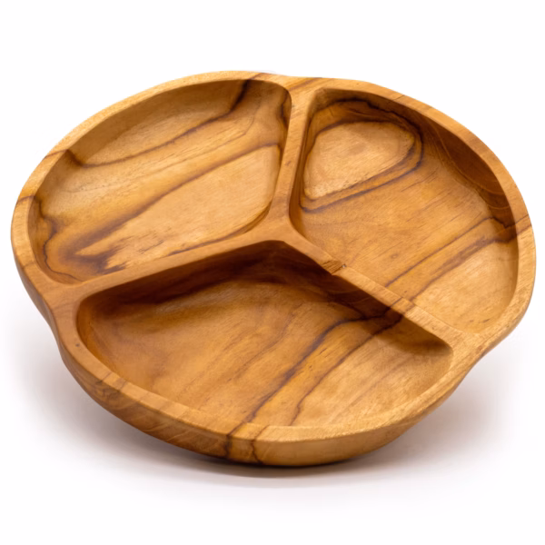 Smooth Teakwood Fruit Bowl Three Sections - 30X4Cm - Image 4