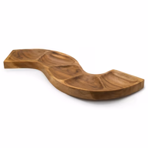 Slangvormige Teakhouten Kom Ongeveer 55cm