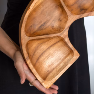Slangvormige Teakhouten Kom Ongeveer 55cm