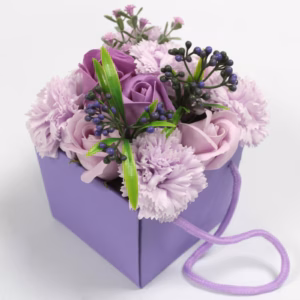 Såpebukett med Blomster - Lavendel Rose & Nellik