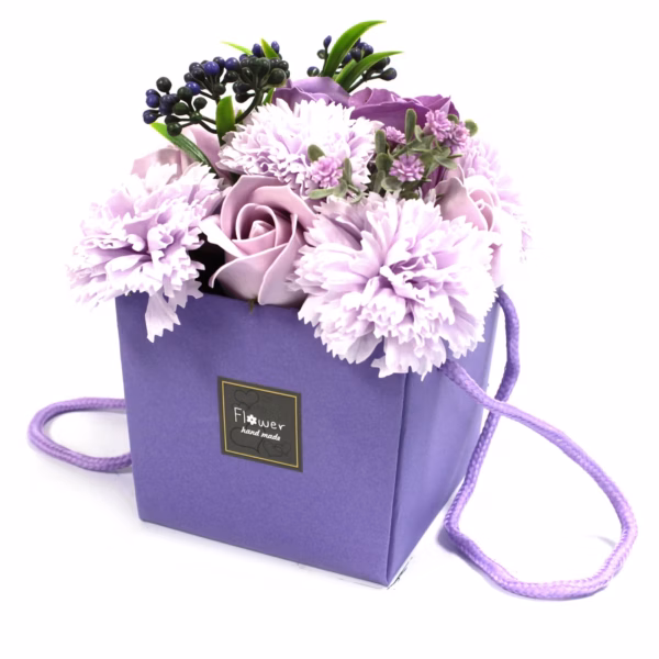 Såpebukett med Blomster - Lavendel Rose & Nellik