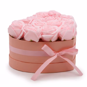 Soap Flower Gift Bouquet - 13 Pink Roses - Heart