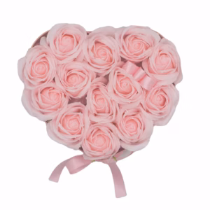 Soap Flower Gift Bouquet - 13 Pink Roses - Heart