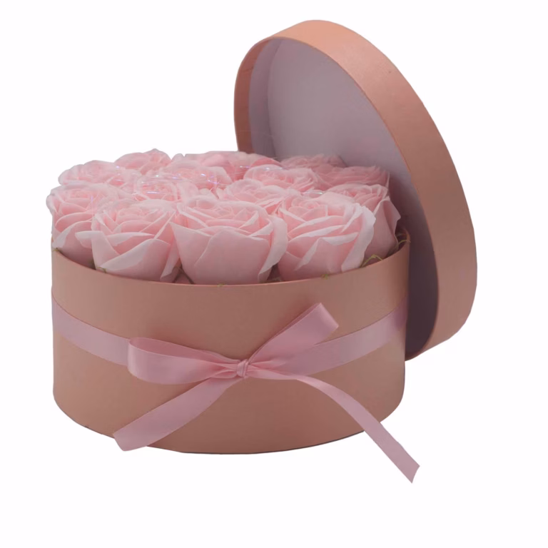 Soap-Flower-Gift-Bouquet-14-Pink-Roses-Round