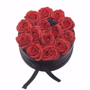 Bouquet Cadeau Fleur de Savon - 14 Roses Rouges - Rond
