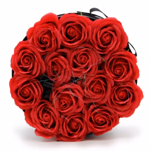 Zeep Bloemen Cadeau Set - 14 Rode Rozen - Rond