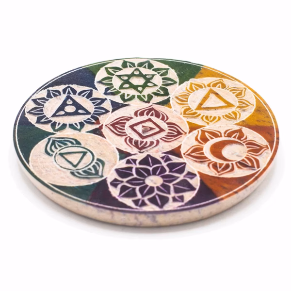 Soapstone Disc Incense Holder 10Cm - Seven Chakra - Image 2