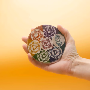 Soapstone Disc Incense Holder 10cm - Seven Chakra