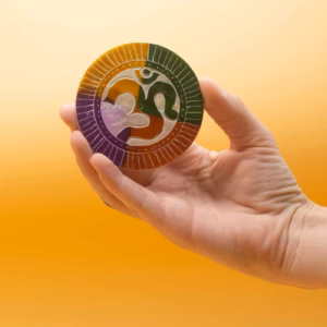 Soapstone Disc Incense Holder 8cm - Om