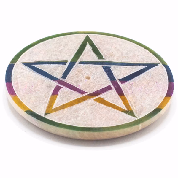 Soapstone Disc Incense Holder 8Cm - Pentagon - Image 2