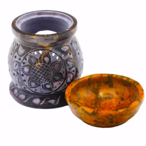 Oljebrännare - Mandala blomma svart & gul - 10cm