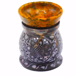 Oljebrännare - Mandala blomma svart & gul - 10cm