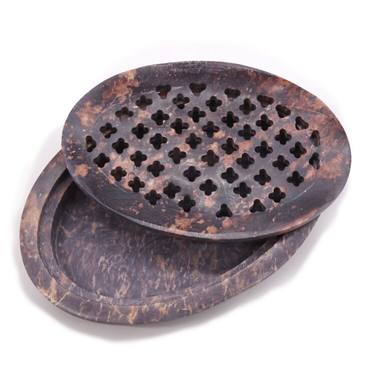 Soapstone-Soap-Dish-Drainer-11x8cm-Classic-Oval