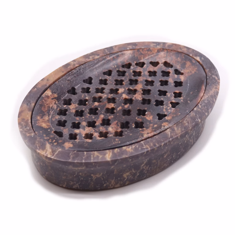 Soapstone-Soap-Dish-Drainer-11x8cm-Classic-Oval