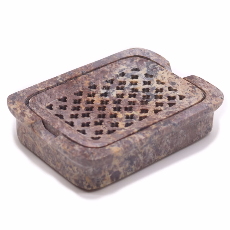 Soapstone-Soap-Dish-Drainer-11x8cm-Classic-Square