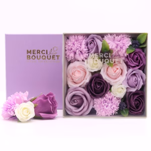 Firkantet Eske / Boks - Lavendel Rose & Nellik