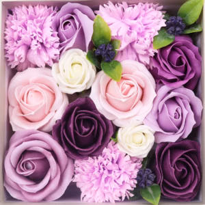 Firkantet Eske / Boks - Lavendel Rose & Nellik