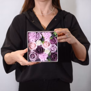 Firkantet Eske / Boks - Lavendel Rose & Nellik
