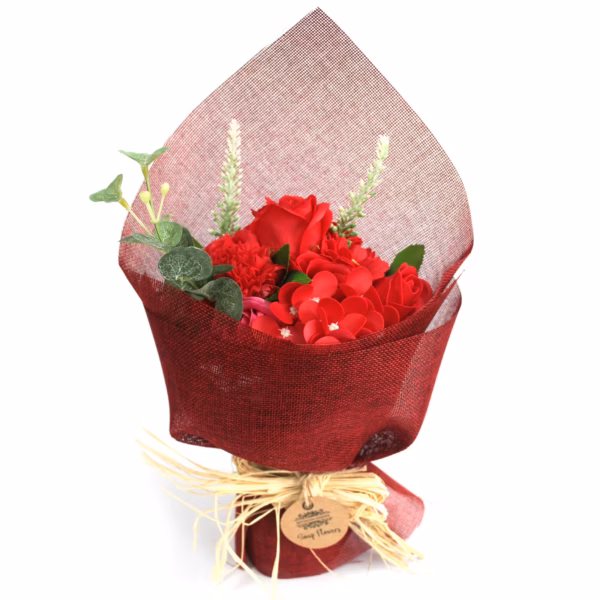 Standing Soap Flower Bouquet - Red