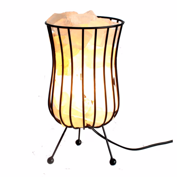 Tall Salt Rock Brazier Lamp, Cable, Bulb, White Salt - Bild 2