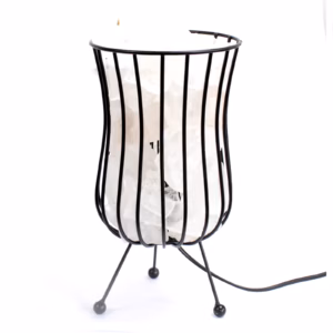 Tall Salt Rock Brazier Lamp, Cable, Bulb, White Salt