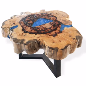 Mesa de Centro de Tamarindo y Resina - Azul Cielo