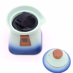 Temple Teapot Set & Three Cups - Blue Heaven