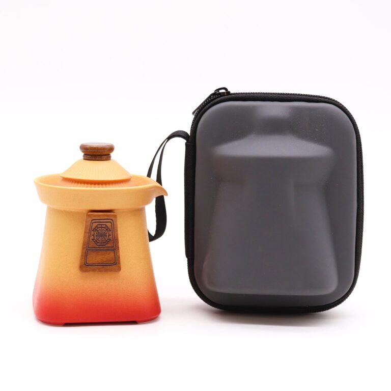 Temple-Teapot-Set-Three-Cups-Orange-Earth