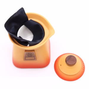 Temple Teapot Set & Three Cups - Orange Earth
