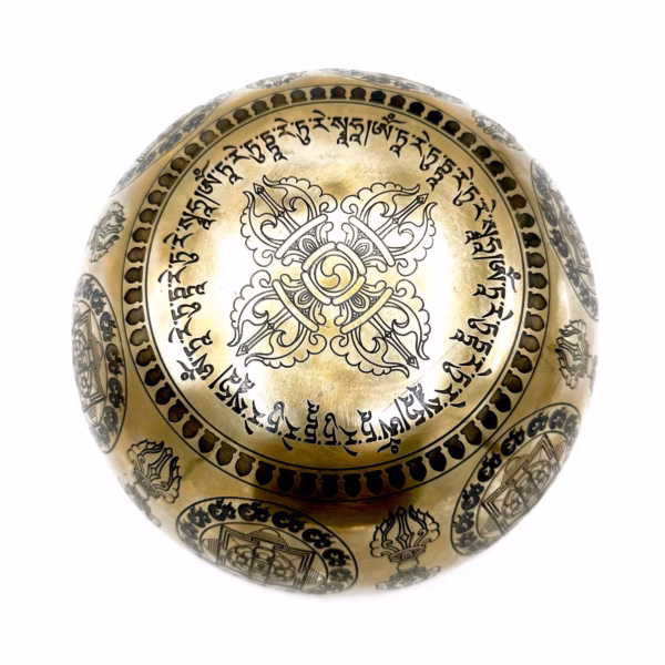 Tibetische Heilschale Mit Gravur – 16 Cm – Bodhi-Baum-Buddha – Bild 3