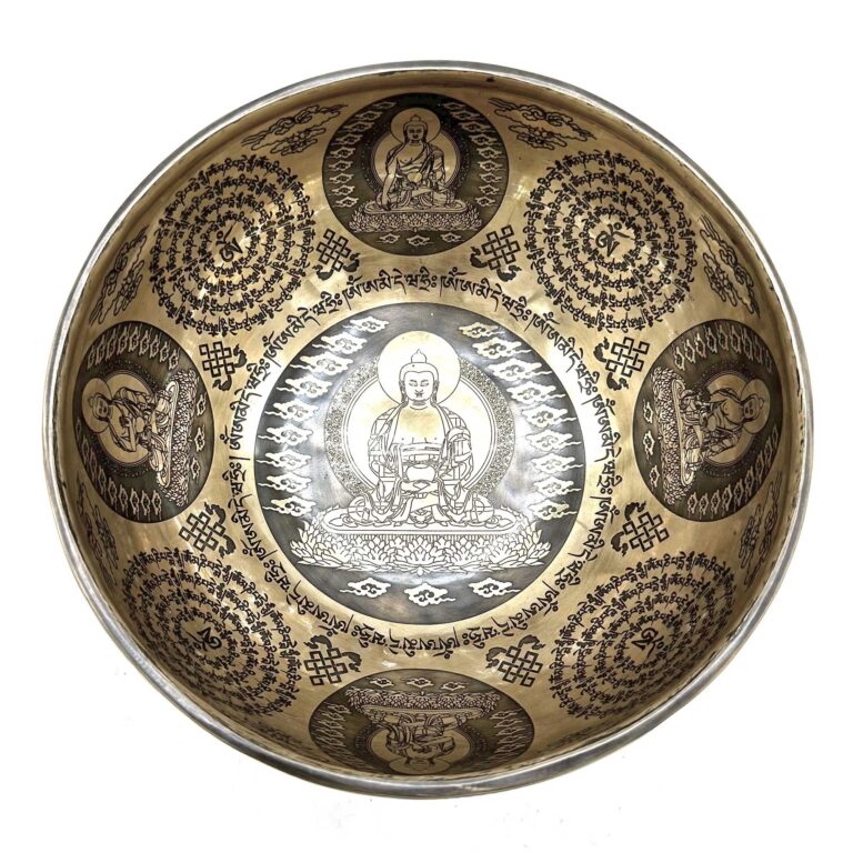 Tibetan-Healing-Engraved-Bowl-21cm-5-Buddhas