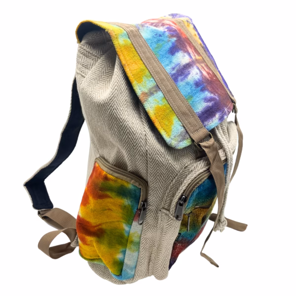 Großer quadratischer Rucksack aus Tiedye-Hanf – Bild 2