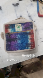 Tiedye Messeveske I Hamp med 1 Glidelås