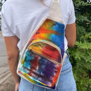 Tiedye Hemp Sling Skulderveske I Hamp