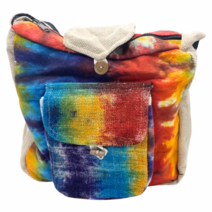 Tiedye Studieveske I Hamp med Lomme Foran