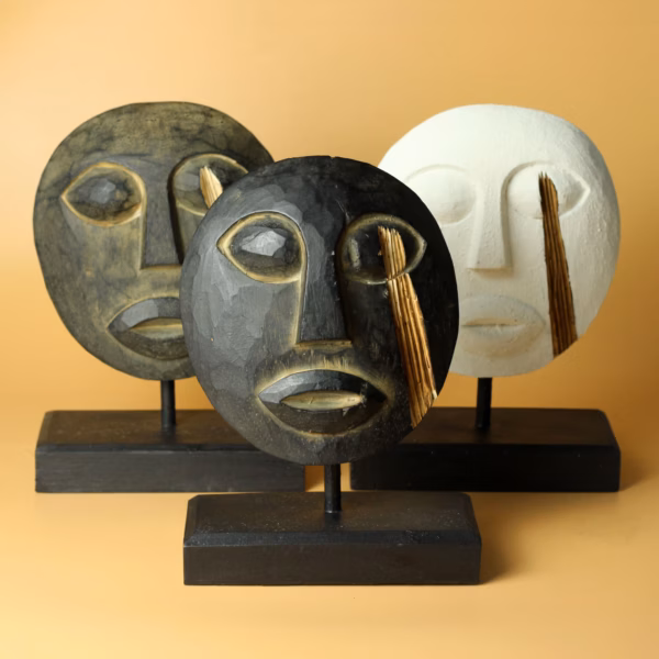 Timor Tribal Dekorativ Maske - Hvit 27X20Cm - Bilde 7