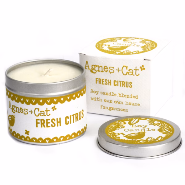 200G Sojawas Kaars In Blik Met Geschenkdoos- Citrus