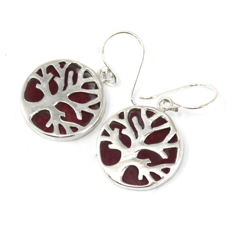 Tree-of-Life-Silver-Earrings-15mm-Coral-Effect