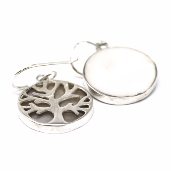 Baum des Lebens Silber Ohrringe 15mm - Perlmutt – Bild 3