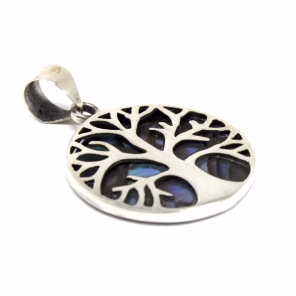 Tree of Life Silver Pendent 22mm - Abalone - Image 3