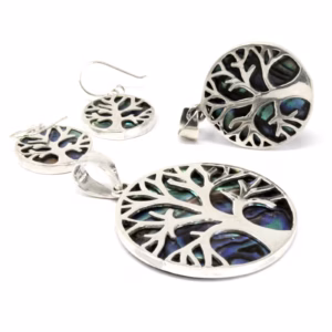 Tree of Life Silver Pendent 22mm - Abalone