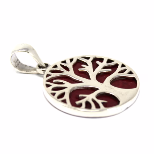 Colgante de Plata Árbol de la Vida 22mm - Efecto Coral - Imagen 3