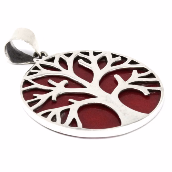 Pendentif Argent Arbre de Vie 30mm - Effet Corail – Image 3