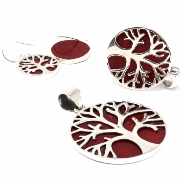 Pendentif Argent Arbre de Vie 30mm - Effet Corail – Image 4