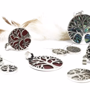 Tree of Life Silver Pendent 30mm - Coral Effect