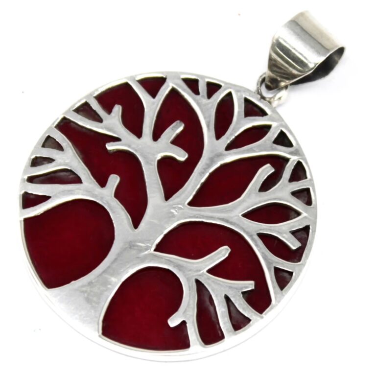 Tree-of-Life-Silver-Pendent-30mm-Coral-Effect