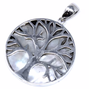 Baum des Lebens Silber Anhänger 30mm - Perlmutt